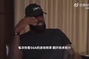 次轮要碰面！詹姆斯此前：SGA效率非常恐怖，确实有乔丹神韵！